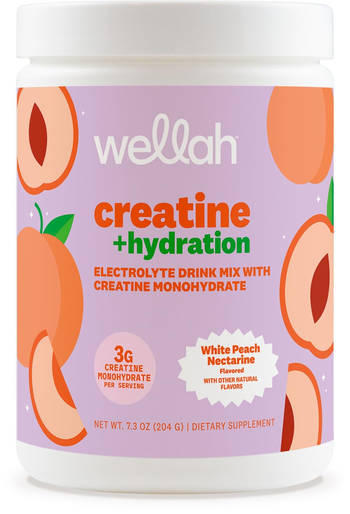 Wellah Creatine + Hydration: poudre saveur pêche nectarine, énergie et hydratation pendant l'entraînement