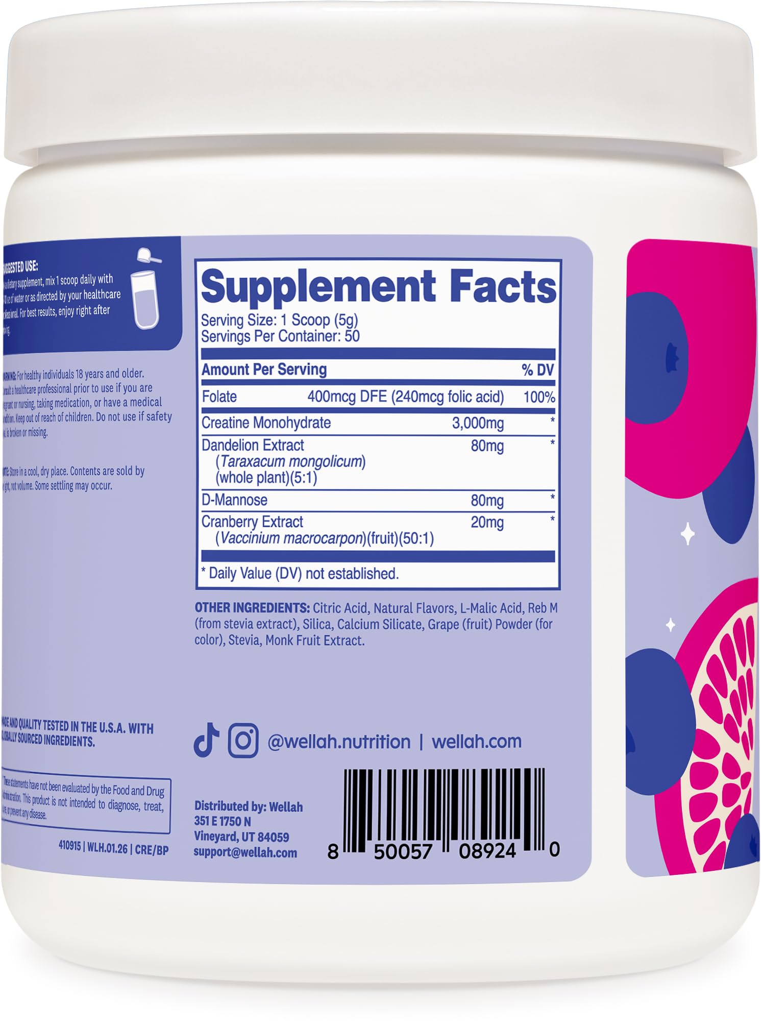 Wellah Creatine verre-doseur, pratique pour doser chaque portion après l’entraînement