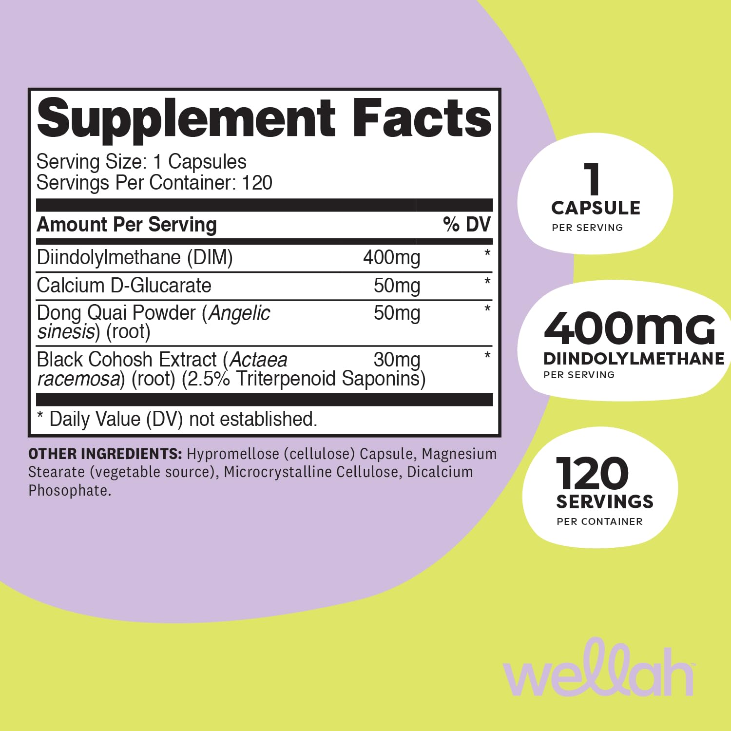 Capsules Wellah DIM – prise facile et dosage journalier pratique.