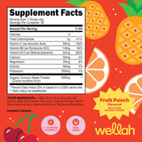 Cuillère-doseuse Wellah Electrolytes Fruit Punch prête à être mélangée pour une boisson rapide.