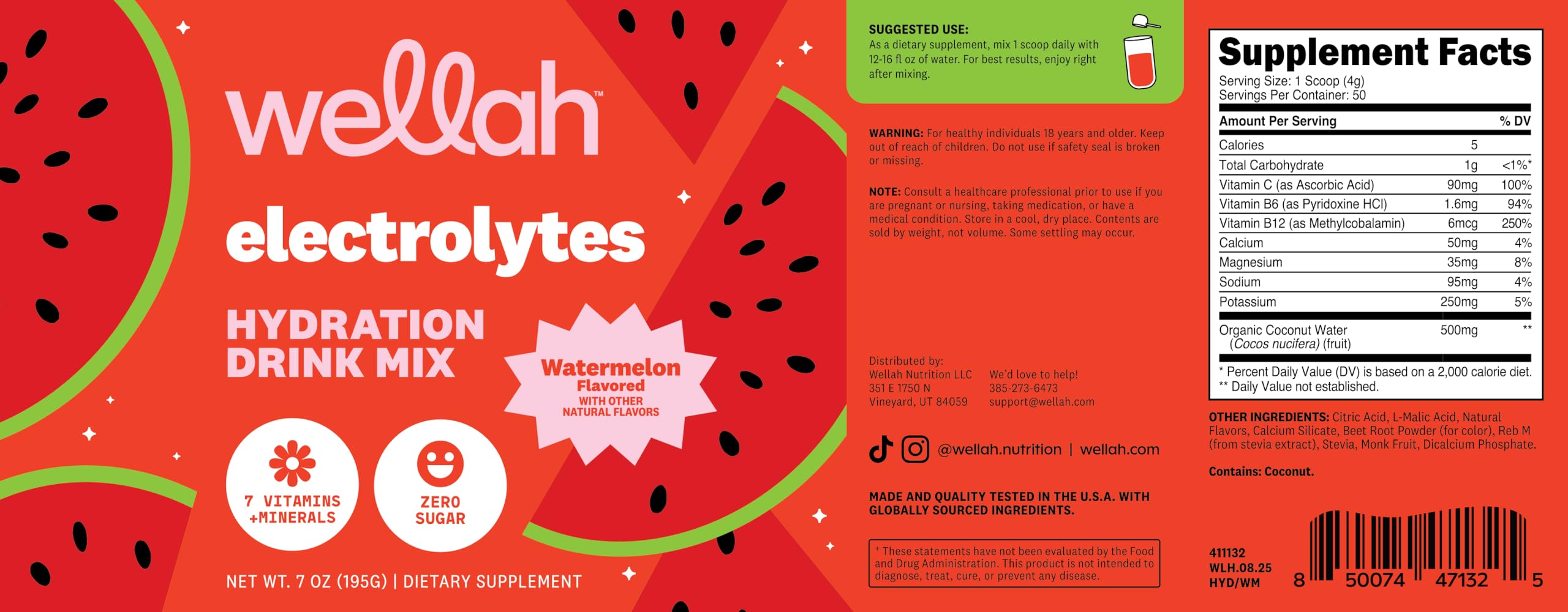 Wellah Electrolytes Poudre Pastèque — usage en extérieur pour rester actif et hydraté