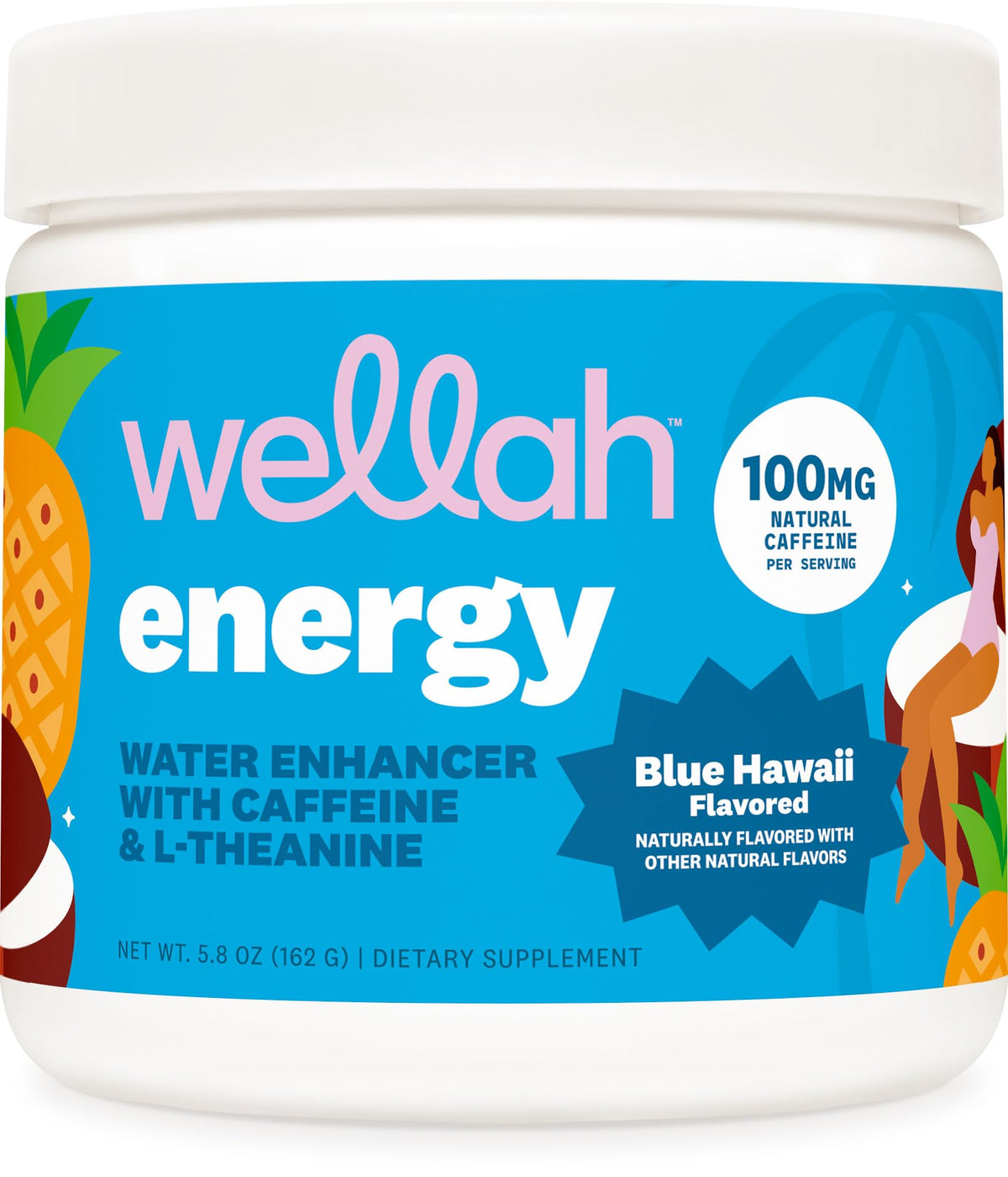 Boîte Wellah Energy Powder Blue Hawaii prête à l'emploi pour énergie quotidienne