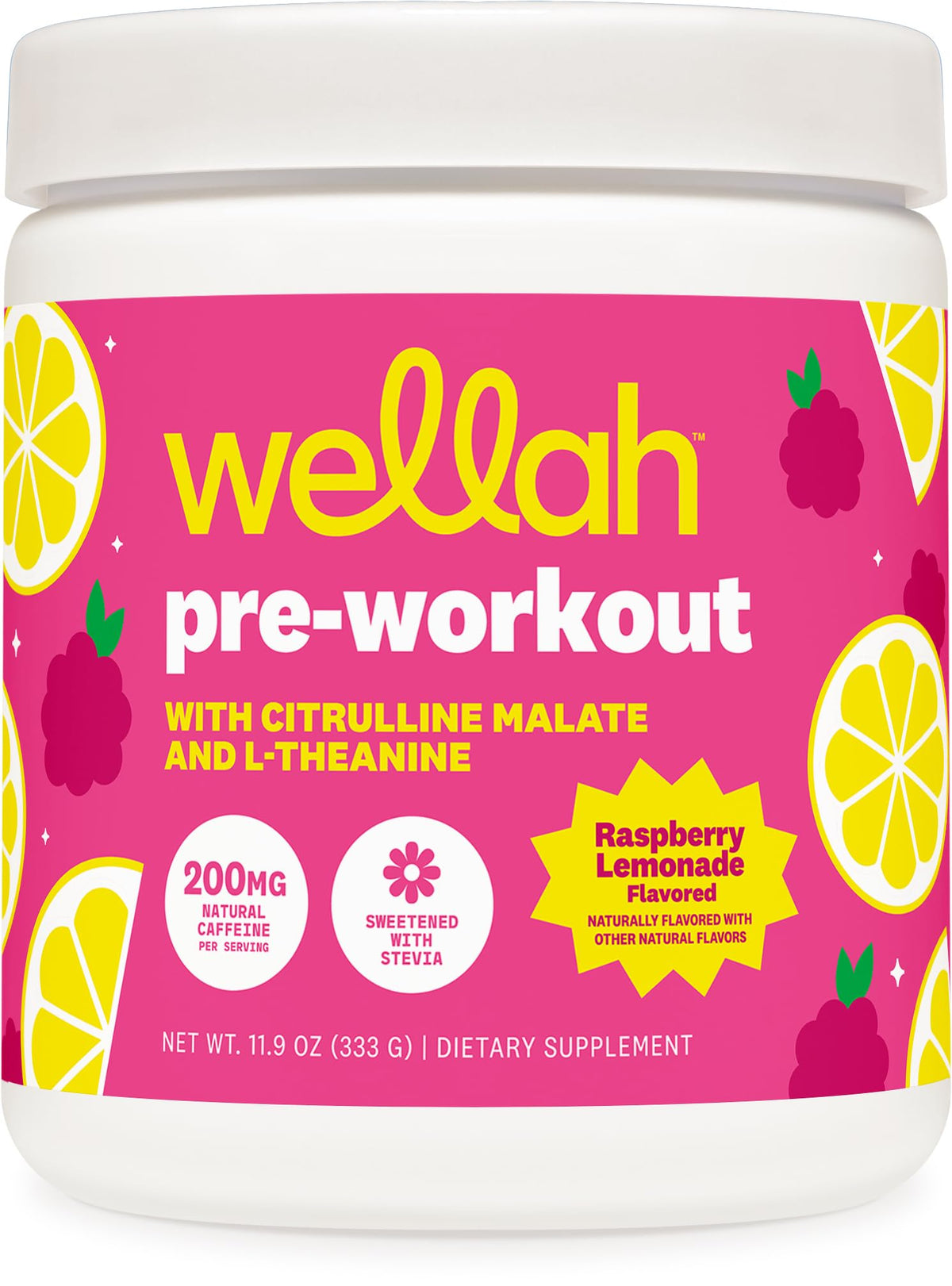 Wellah Get-Going poudre framboise citron prête à être mélangée pour énergie pendant l’entraînement.