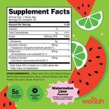 Wellah L-Glutamine Poudre Pastèque-Citron Vert etiquette et informations nutritionnelles.