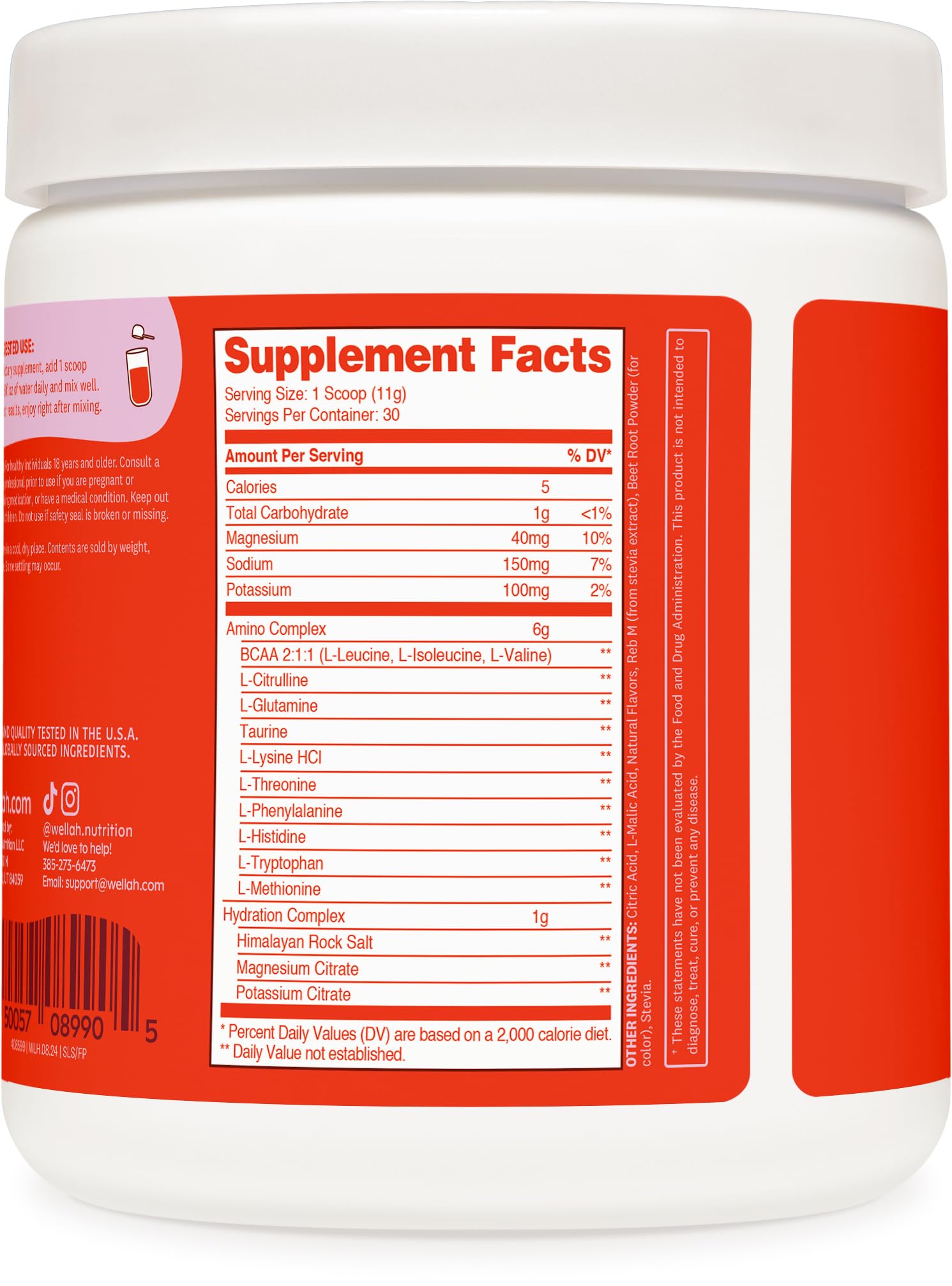 Cuillère-mesure Wellah BCAA Fruit Punch facilitant les portions quotidiennes.
