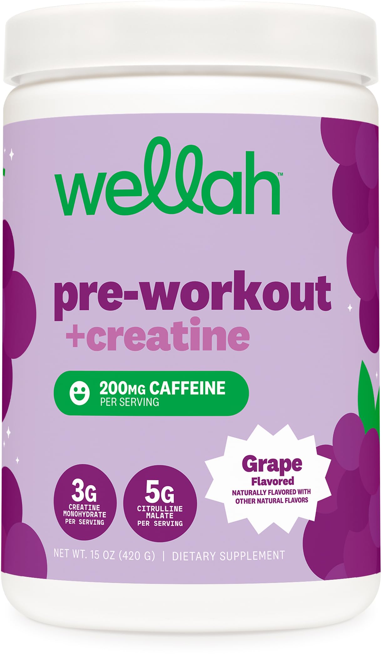 Wellah Pré-entraînement raisin — emballage et énergie prête à l’emploi.