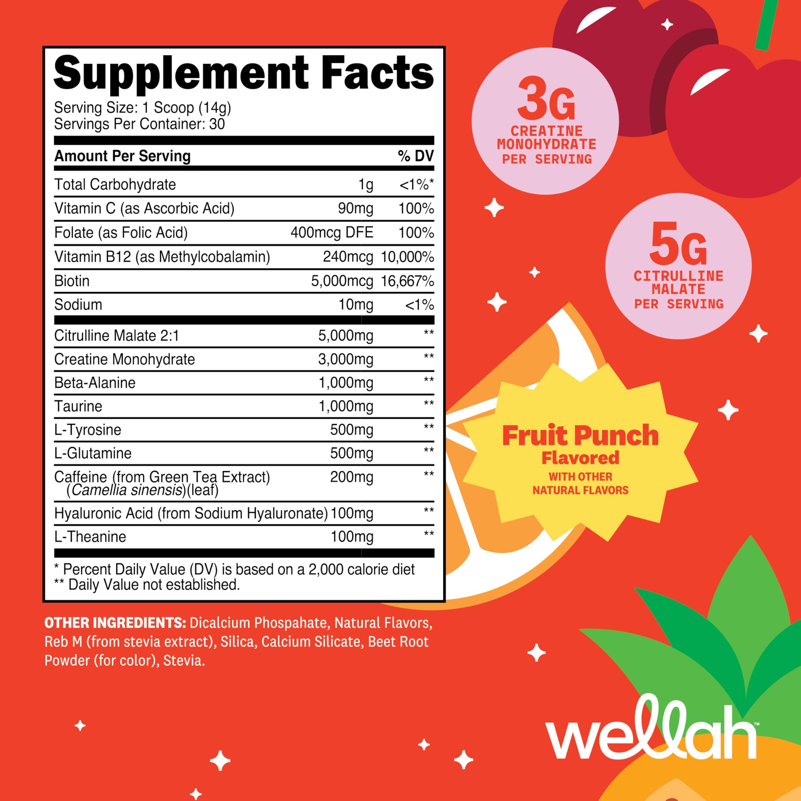 Dose Wellah Pré-Workout saveur fruits rouges, préparation rapide