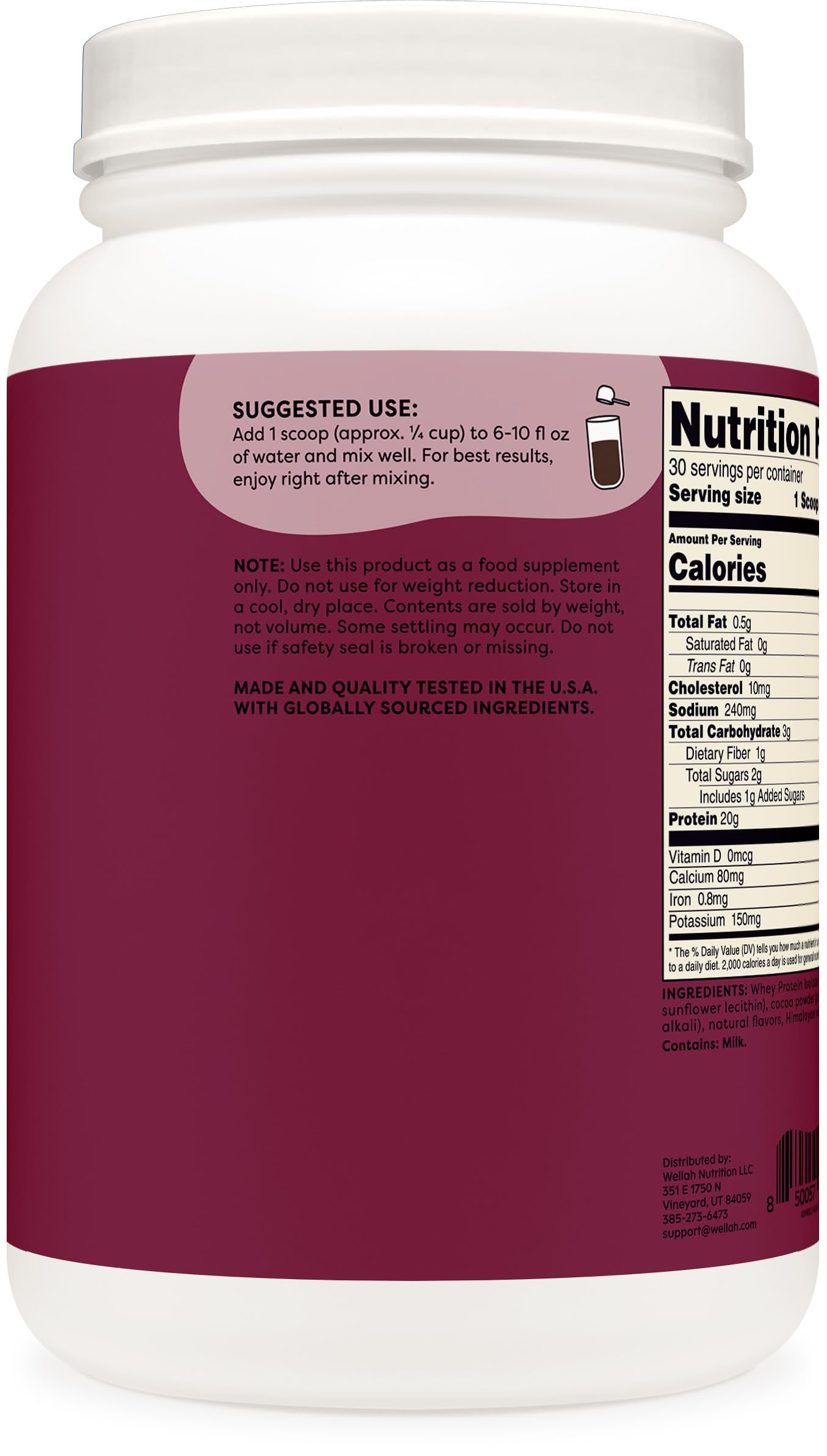 Wellah Protein Your Whey: cuillère-doseuse pratique pour mesurer chaque portion.