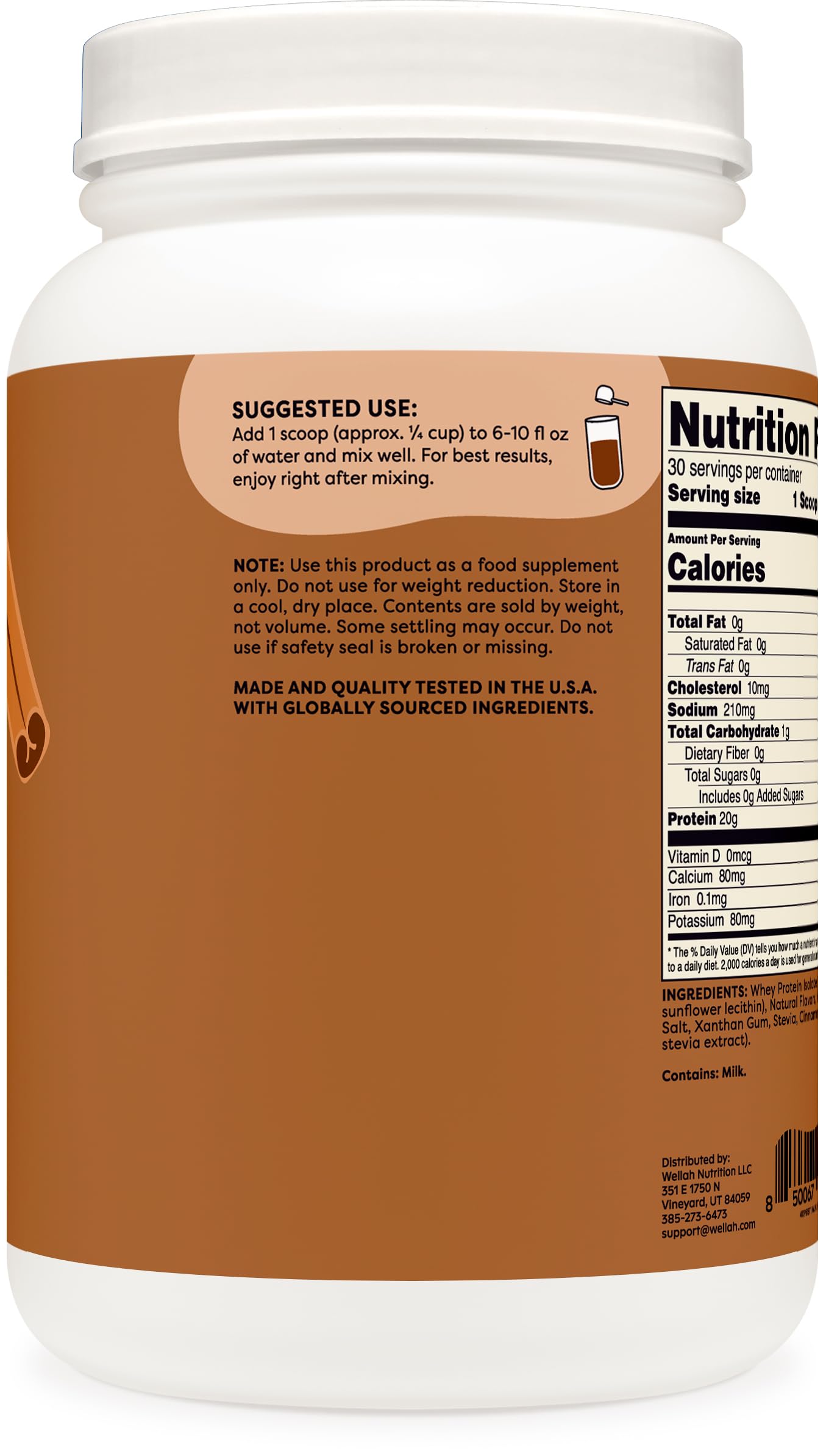 Wellah Protein Your Whey, poudre au goût chai, mélange facile après l'effort.