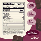 Wellah Protein Your Whey: poudre isolée chocolat noir, goût riche et polyvalent.