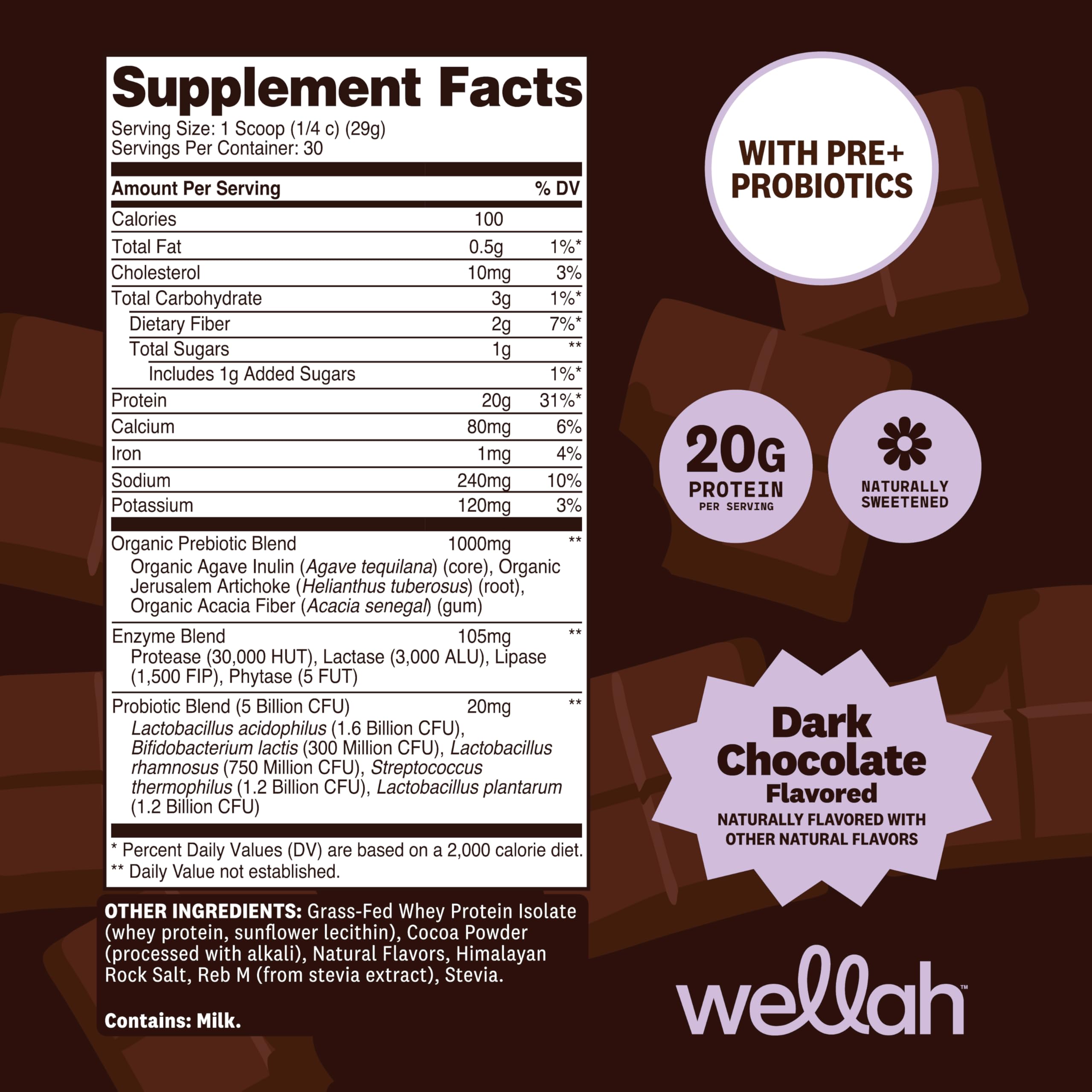 Wellah shake protéiné chocolat, mélange lisse et rapide pour un goûter sain