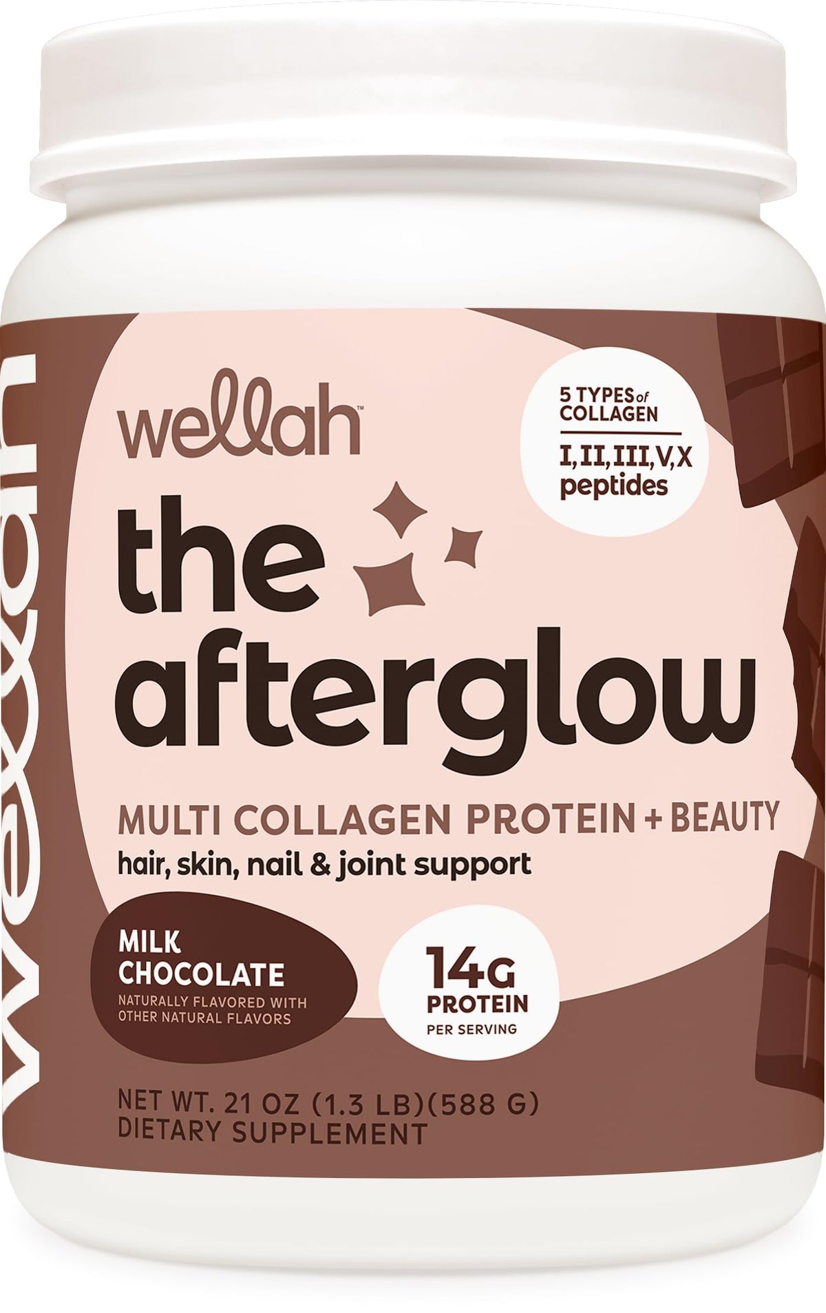 Wellah The Afterglow Chocolat — bouteille de collagène et soutien potentiel peau et cheveux