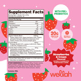 Wellah protéine lactosérum isolat fraises-crème doseuse pour mesurer chaque portion.
