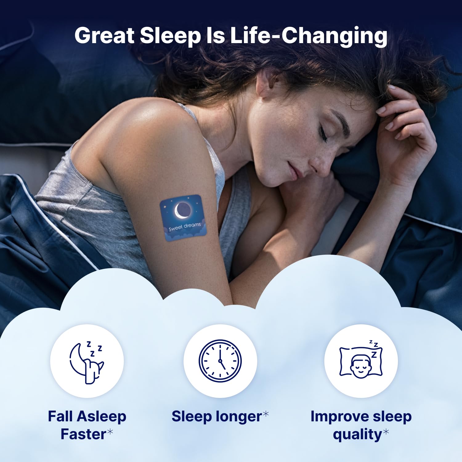 Pose facile du patch Wellamoon Original Sommeil sur la peau.