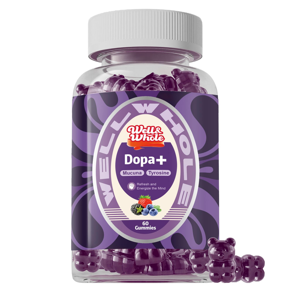 Well&Whole Dopamine Gummies avec mucuna pruriens, bouteille, soutien potentiel de l'humeur