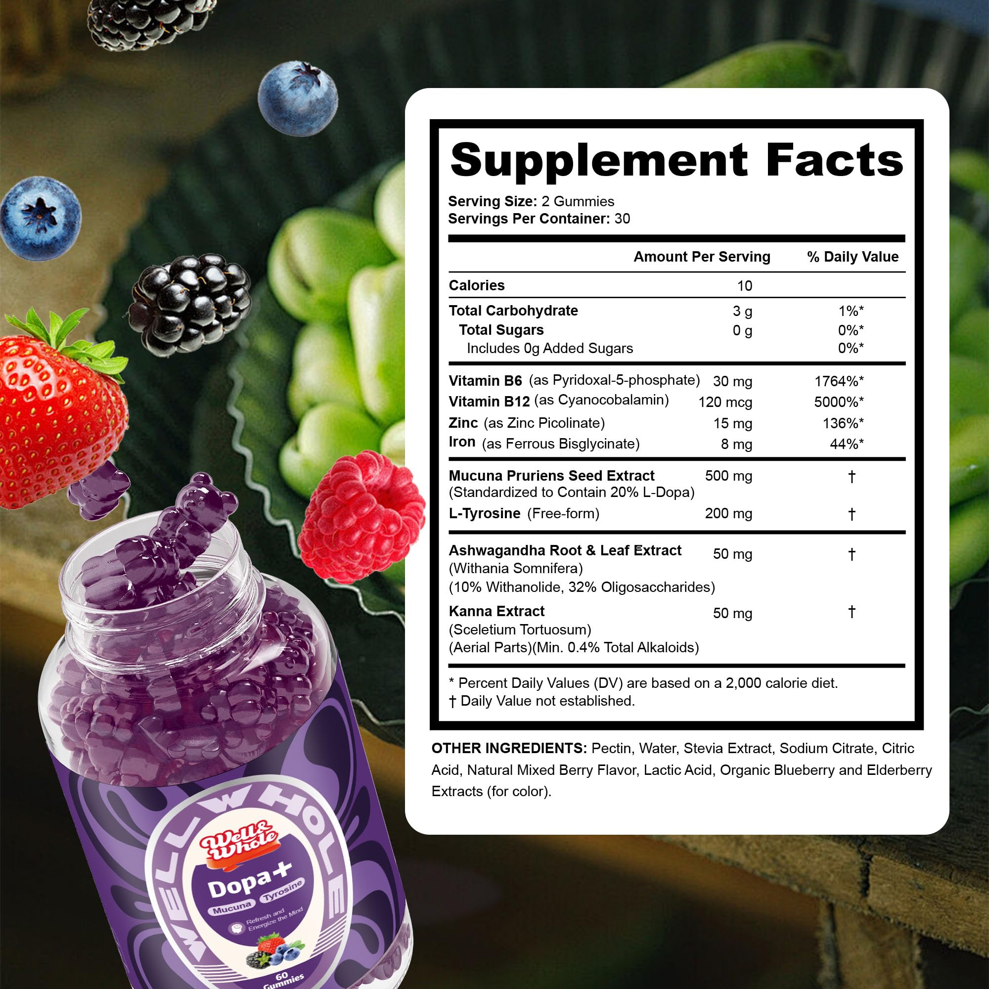 Well&Whole Dopamine Gummies vegan et sans gluten, option adaptée aux régimes