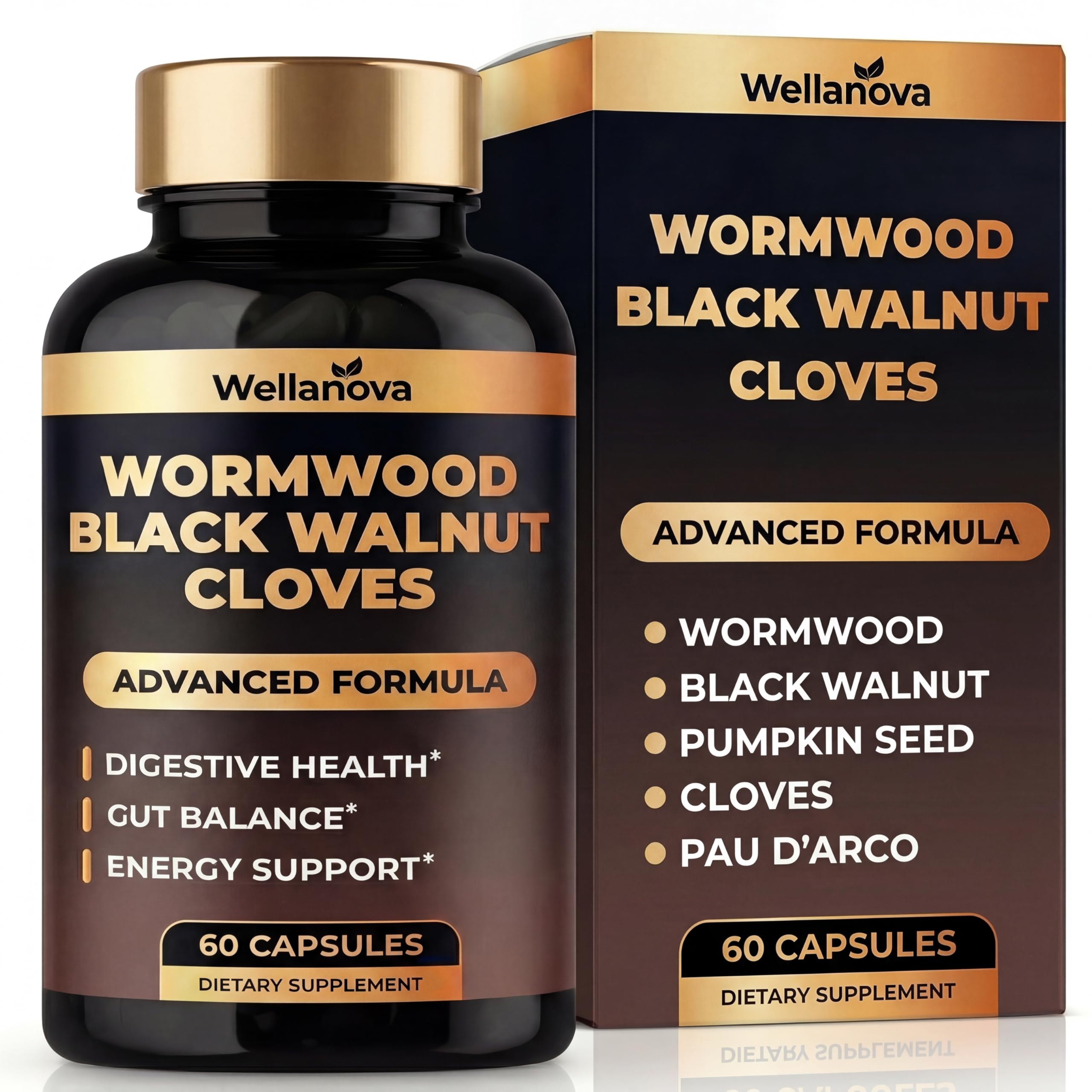 Wellanova capsules dans bouteille, soutien digestif potentiel au quotidien.