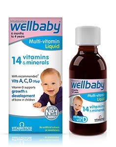 Wellbaby Multivitamine Liquide – versement facile pour soutenir la croissance et le développement.