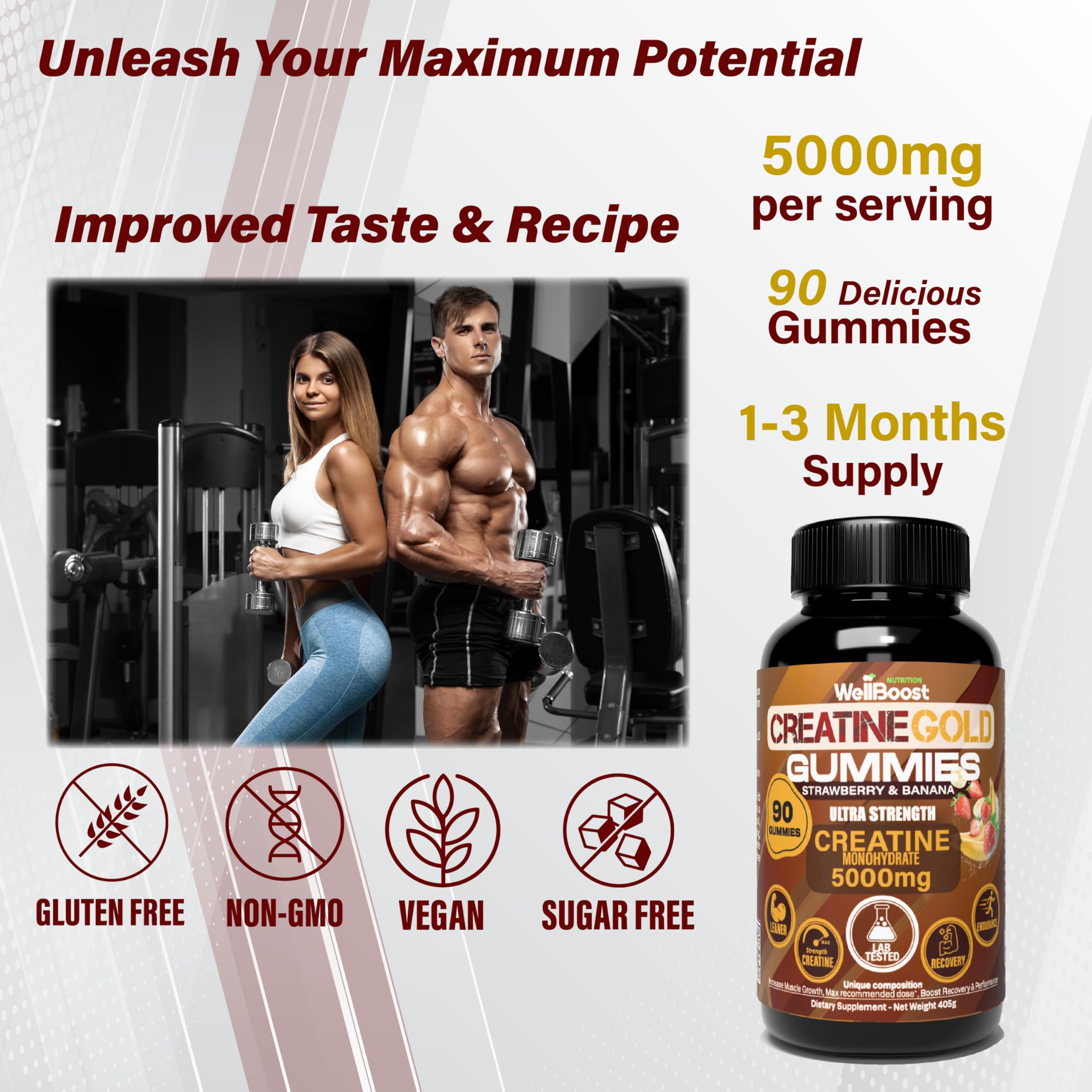 WellBoost Creatine Gold - doseur inclus pour doser facilement.