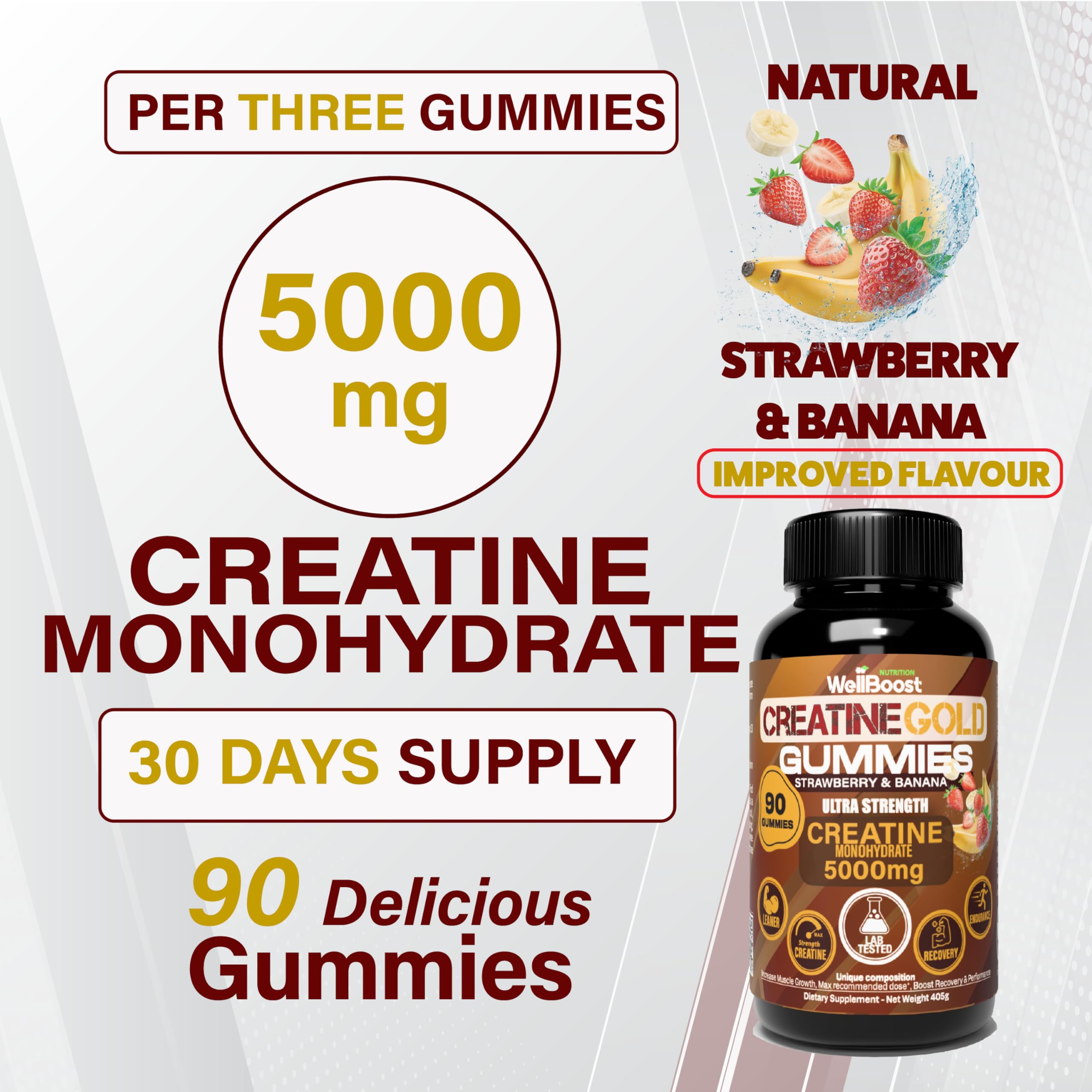 WellBoost Creatine Gold - étiquette nutritionnelle claire pour planifier vos apports.