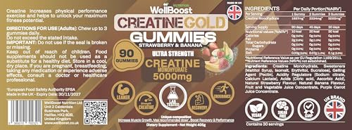 WellBoost Creatine Gold - gommes fraises-banane pour énergie et récupération.