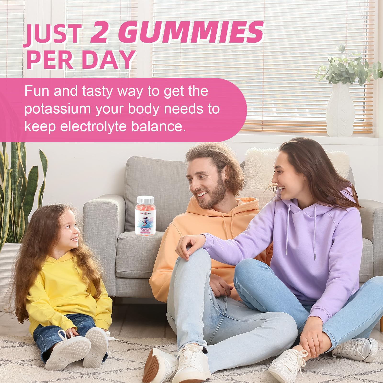 Gommes Potassium Wellcatcher, option végétarienne sans OGM et sans sucre.