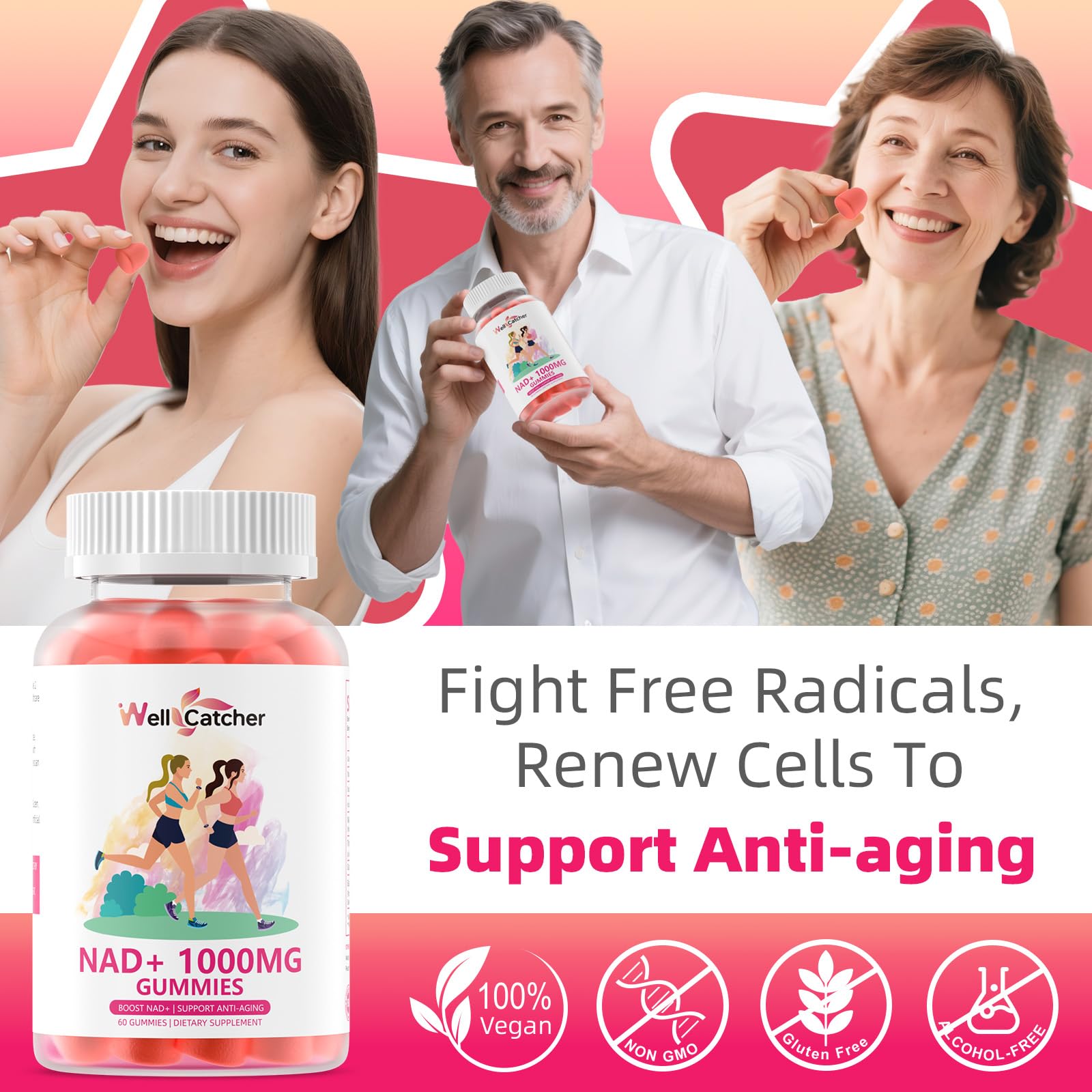 Wellcatcher NAD Plus Gummies certifié GMP: fabrication conforme aux normes de qualité.