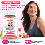 Wellcatcher NAD Plus Gummies saveur pêche: plaisir fruité sans sucre ajouté.