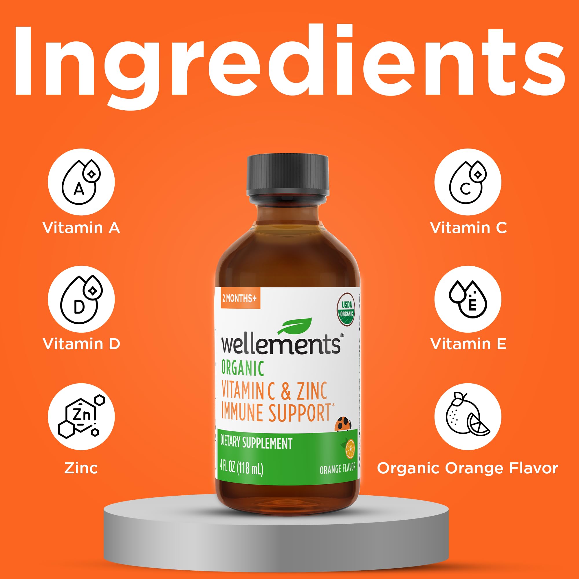 Wellements Immunité: ingrédients biologiques certifiés USDA pour une formule propre et respectueuse.