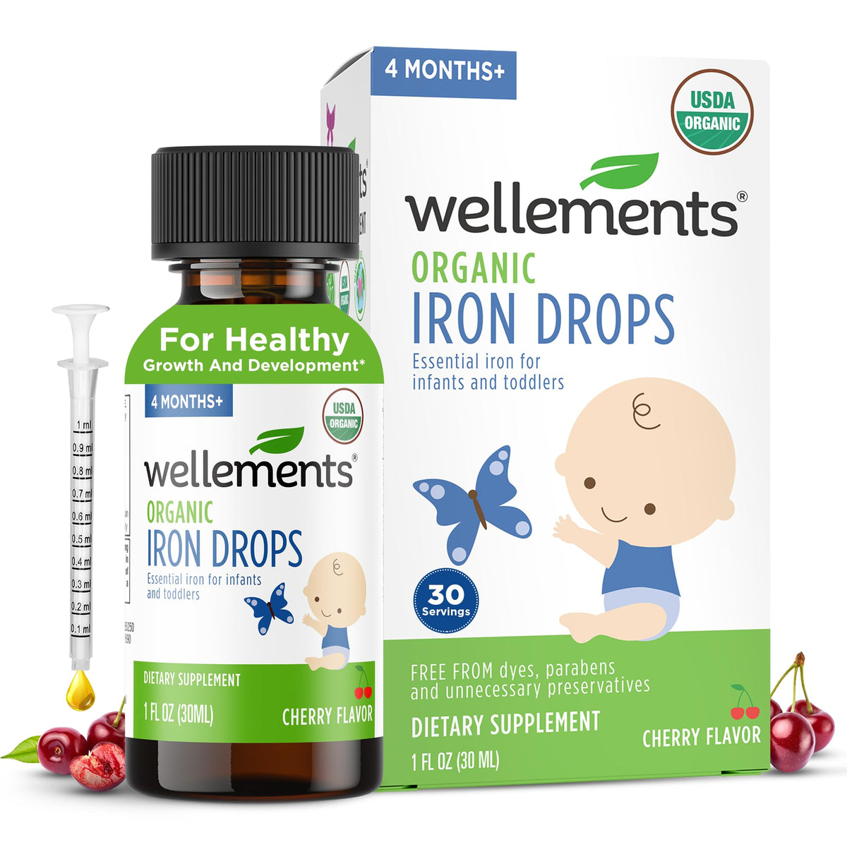 Wellements gouttes de fer bio pour nourrisson – flacon pratique