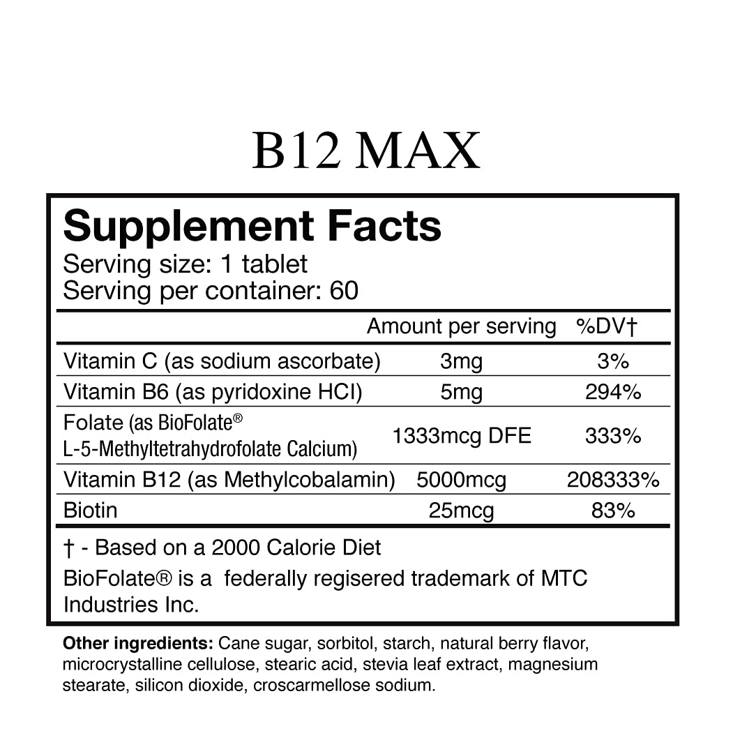 Comprimé Wellgenix B12 Max dissolvant rapidement sous la langue