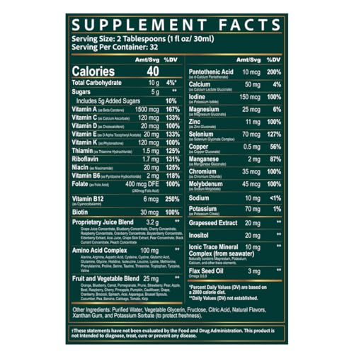 Wellgenix Balanced Essentials, ingrédients naturels: aperçu des fruits, légumes et nutriments.