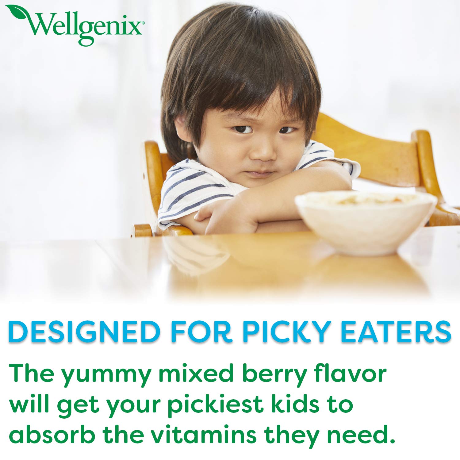 Wellgenix Balanced Essentials Enfants, goût fruité potentiel et praticité du format liquide.