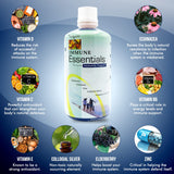 Étiquette claire Wellgenix Immune Essentials, arôme fruité agréable pour l'usage quotidien.