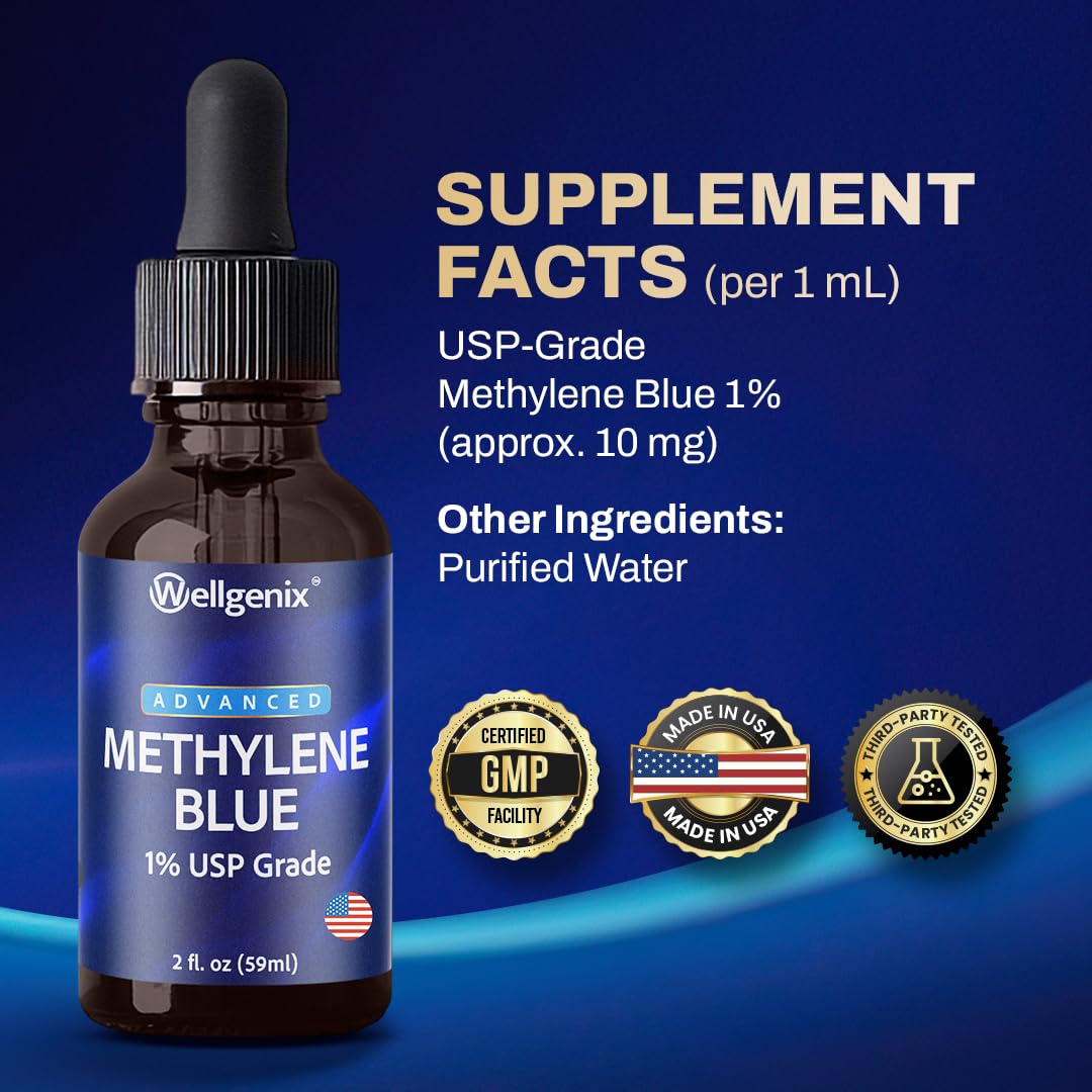 Wellgenix Gouttes Bleu de Méthylène : bouchon goutte à goutte en verre pour dosage