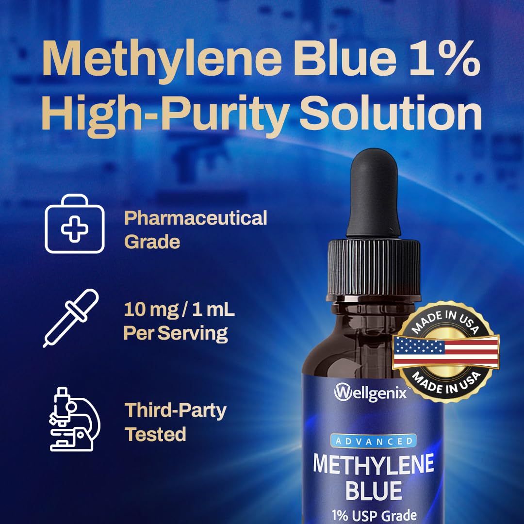 Wellgenix Gouttes Bleu de Méthylène : pureté pharmaceutique et sans alcool