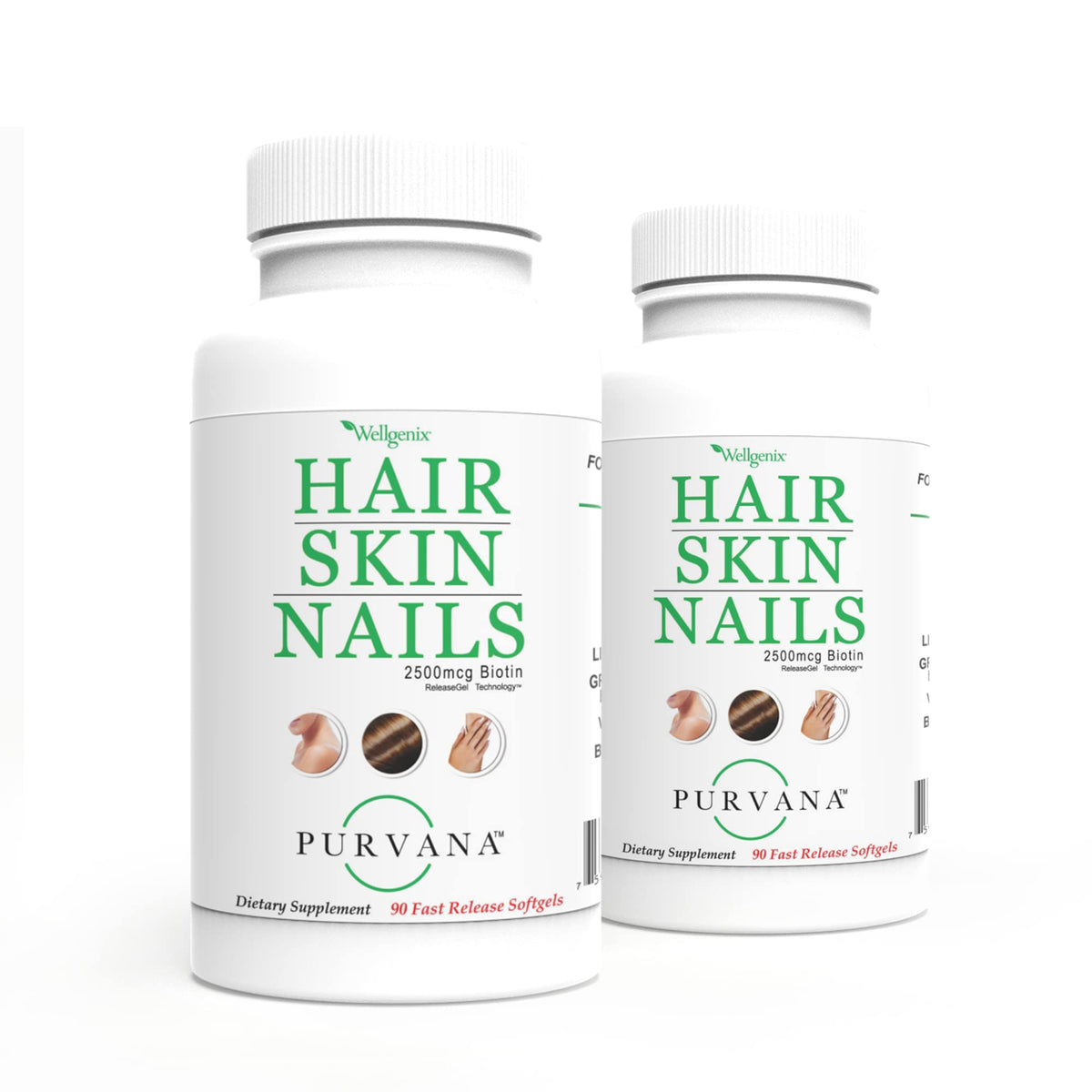 Wellgenix Purvana – Bouteille avec étiquette, soin quotidien des cheveux et ongles.