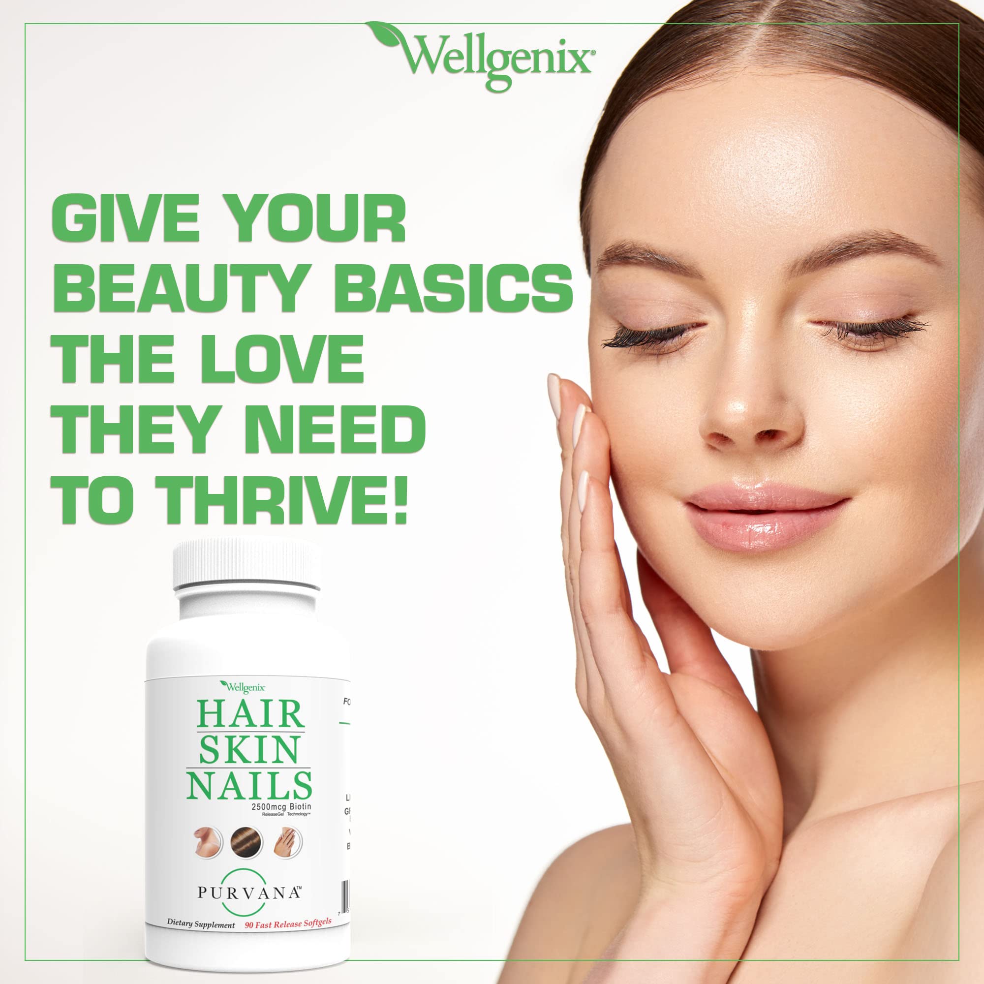 Wellgenix Purvana – Ingrédients clés: Biotine 2500 mcg et MSM.