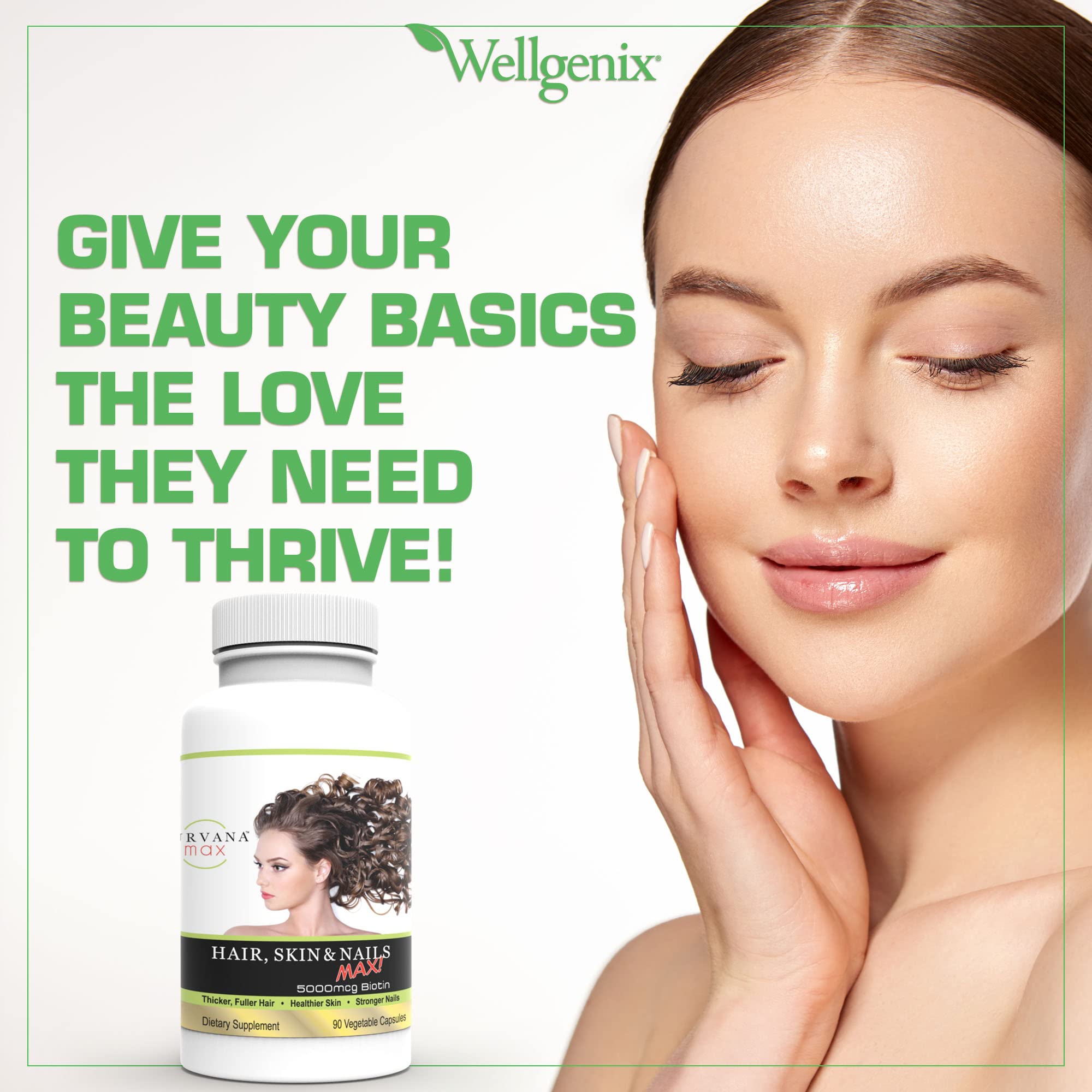 Purvana Max Wellgenix: capsules Biotine 5000mcg pour cheveux sains.