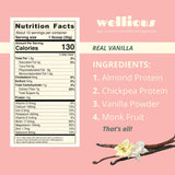 Wellious cuillère-dose vanille montrant une texture prête à mélanger.