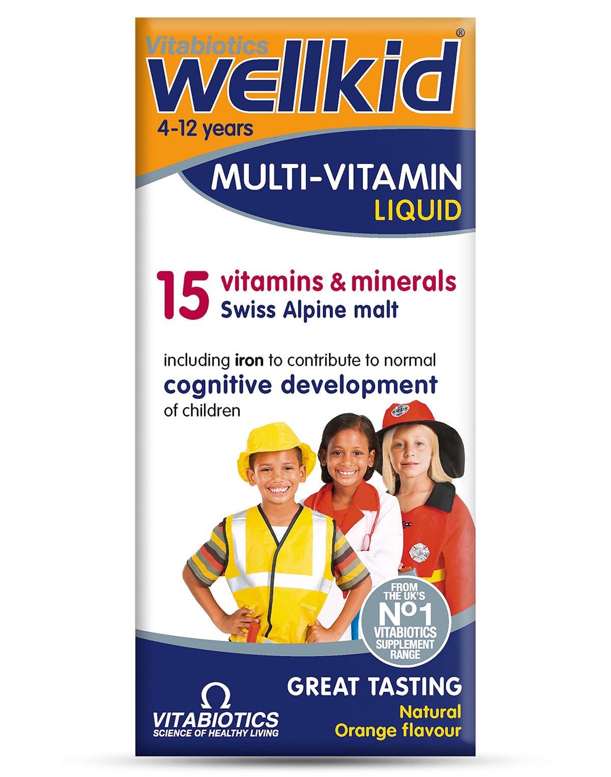 Wellkid Liquide Multi-Vitamines – bouteille pratique soutient l'apport vitaminique des enfants.