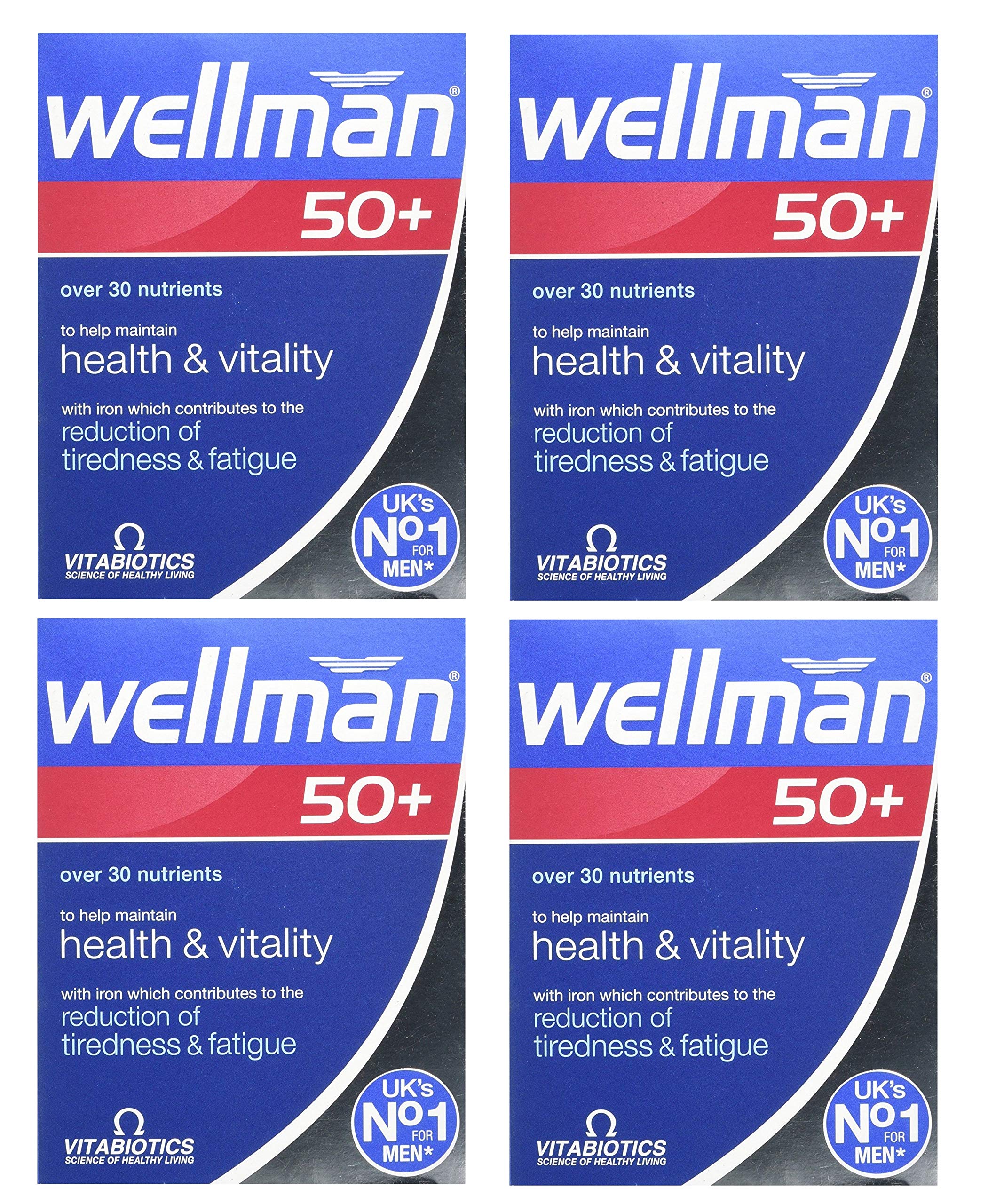 Wellman 50+ boîte 4x50 prête à l'emploi pour soutenir l'énergie quotidienne.