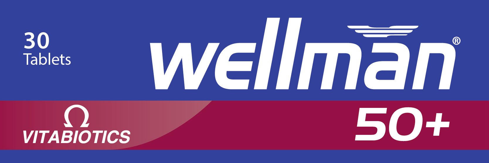 Wellman 50+ – comprimés et étiquette nutritionnelle.