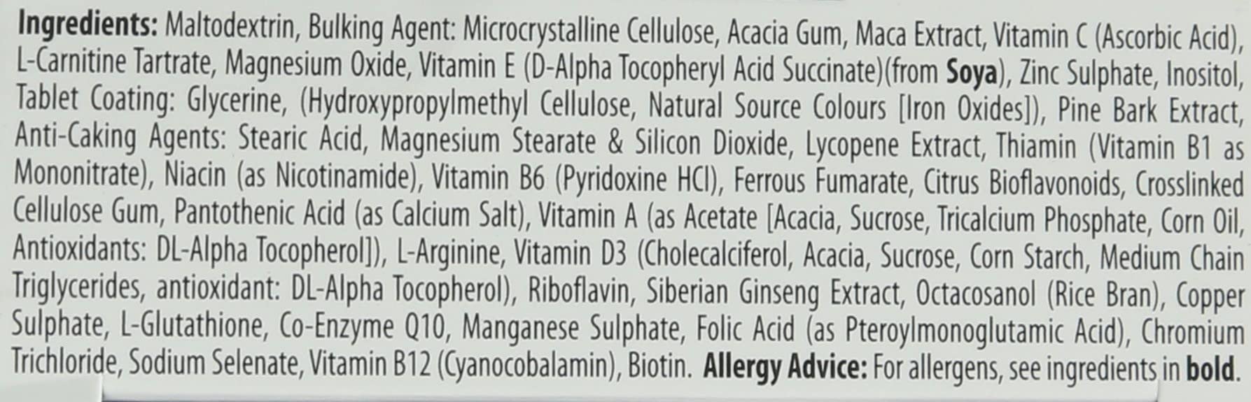 Wellman Conception – ingrédients visibles, mélange vitamines et minéraux.