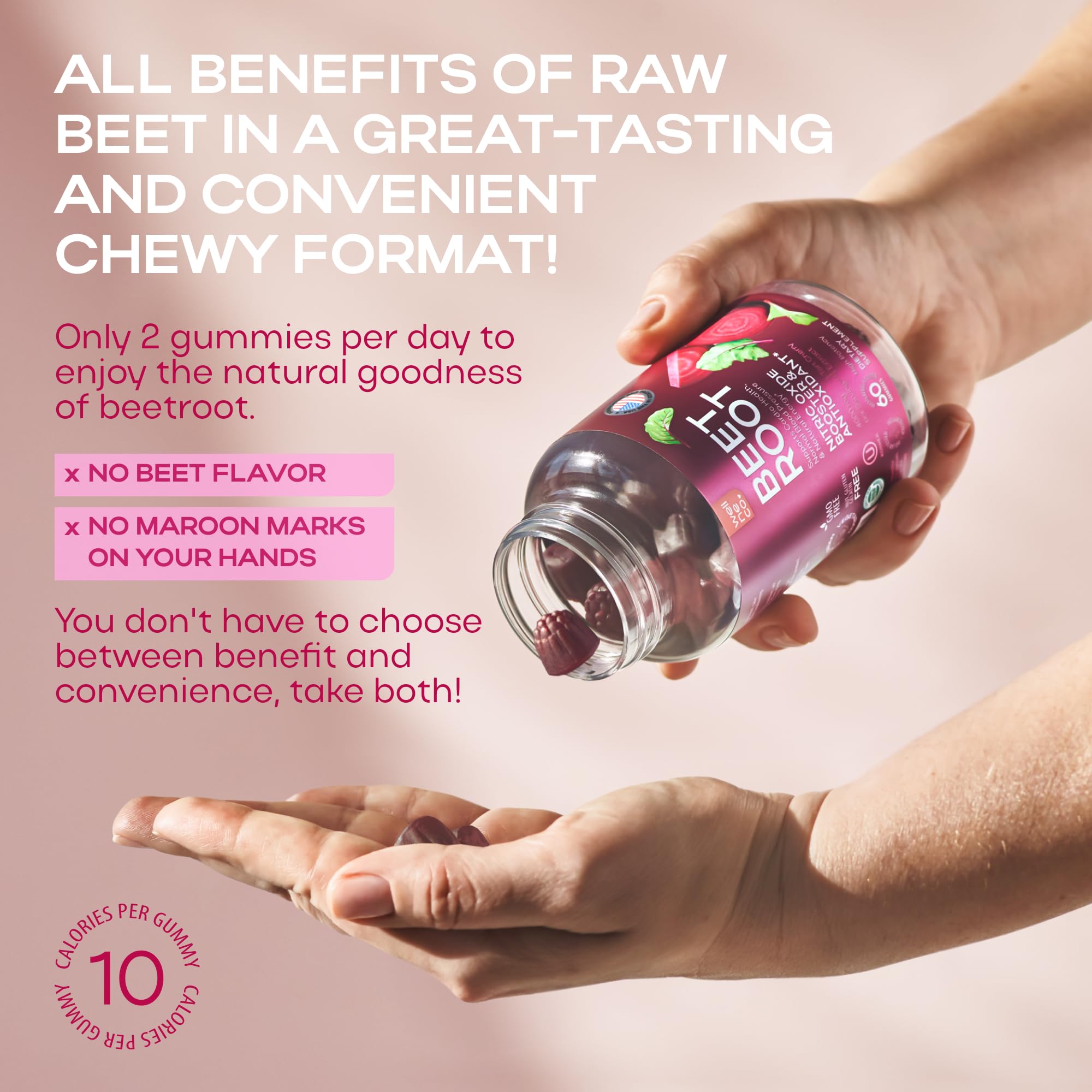 Wellneco Beet Chews : vegan et non-GMO sur l’emballage, sans gluten ni noix.