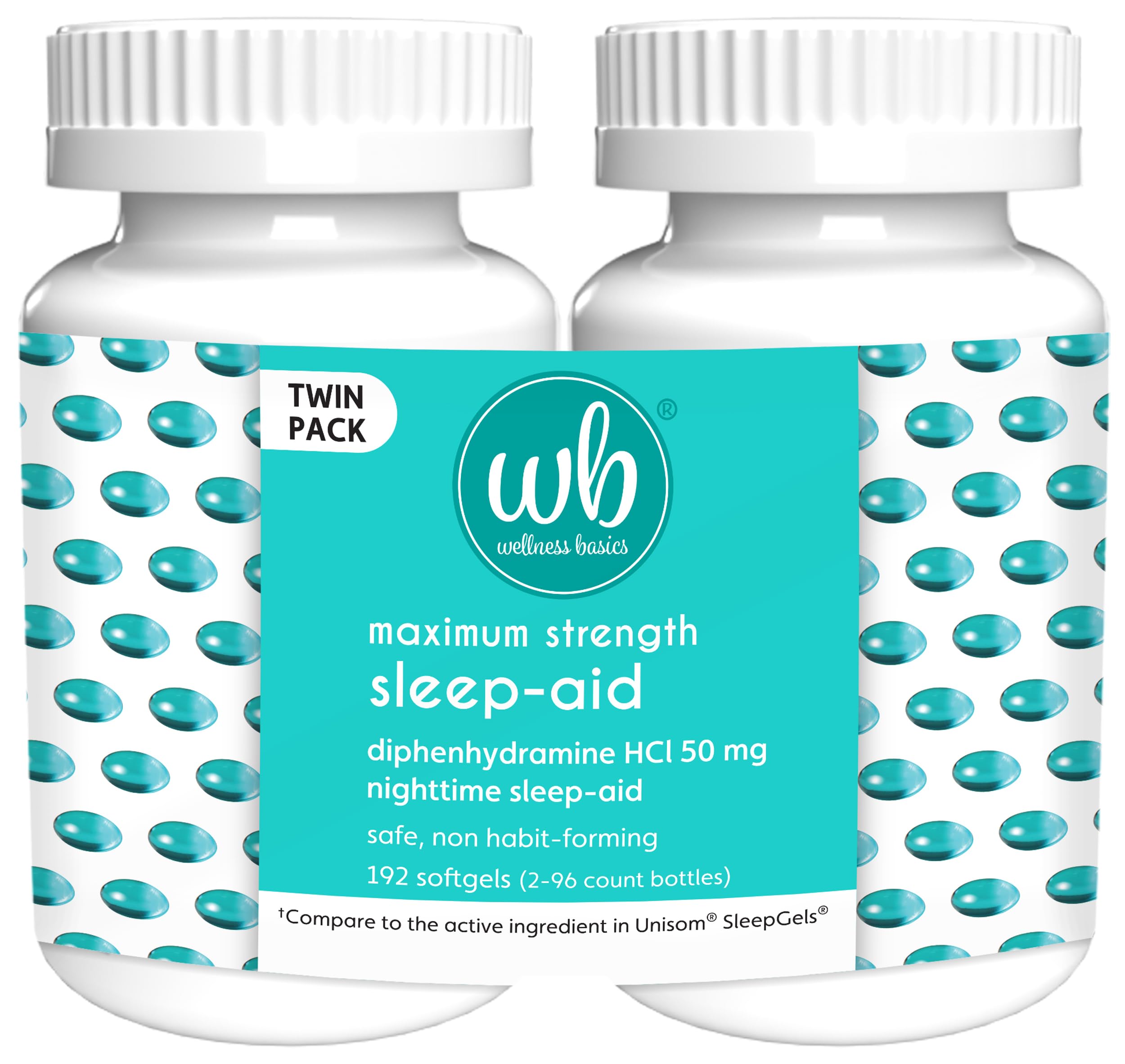 Wellness Basics Sommeil Aide: bouteille de gelules liquides facilitant l'endormissement nocturne.