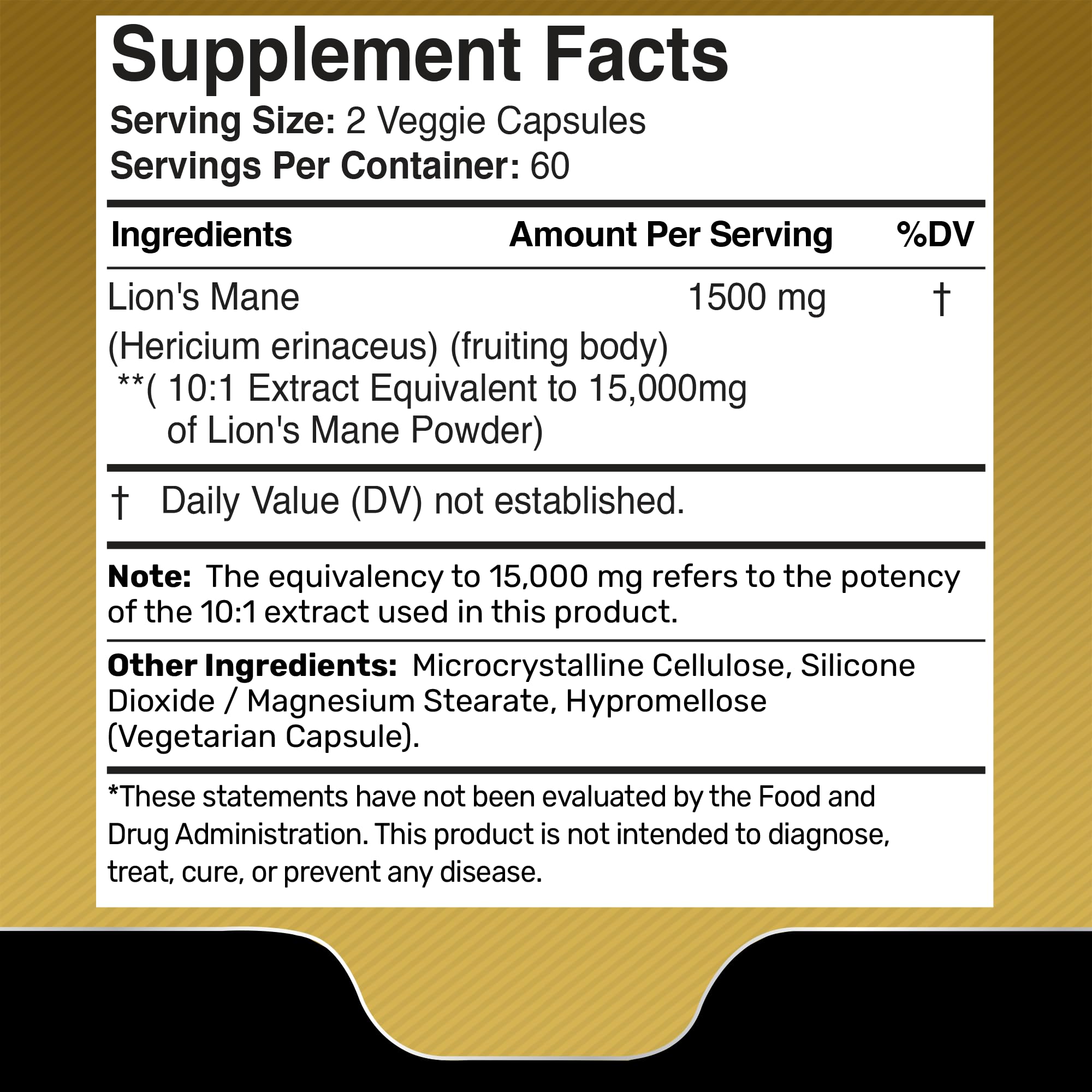 Capsules Lions Mane WELLNESS LABSRX, dosage quotidien pratique