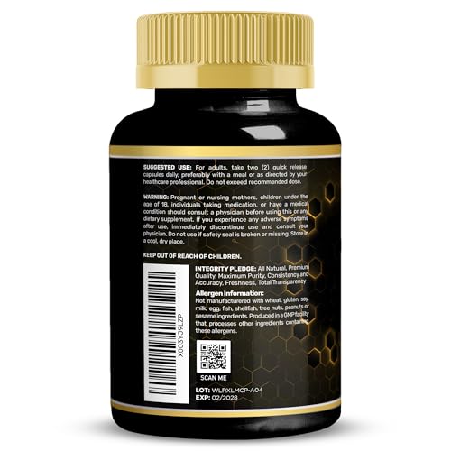 Étiquette Lions Mane WELLNESS LABSRX montrant produit naturel et sans OGM