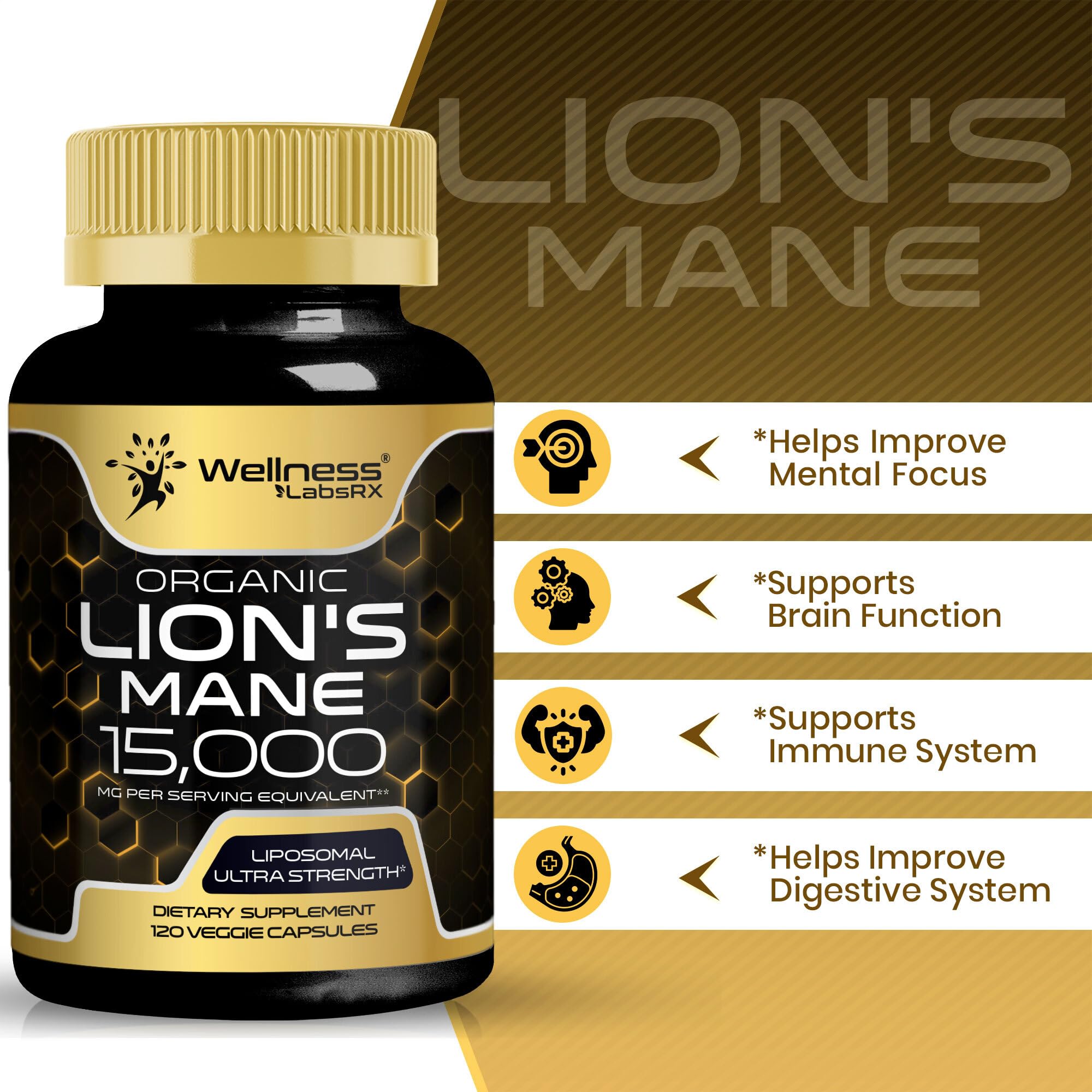 Pack deux bouteilles Lions Mane WELLNESS LABSRX pour un usage prolongé