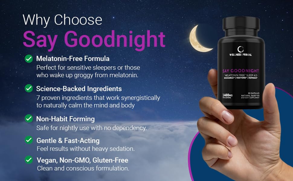Wellness Primal Sommeil sans melatonine – fiche produit détaillant les composants calmants